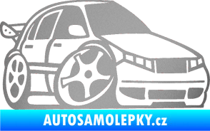 Samolepka Škoda Fabia 001 karikatura pravá stříbrná metalíza