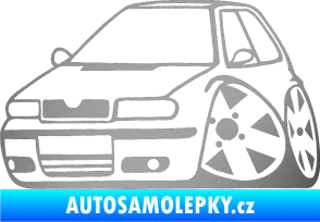 Samolepka Škoda Felicia karikatura levá stříbrná metalíza