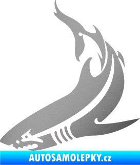 Samolepka Žralok 005 levá stříbrná metalíza
