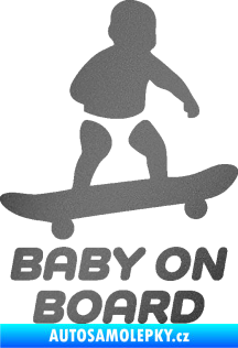 Samolepka Baby on board 008 pravá skateboard grafitová metalíza