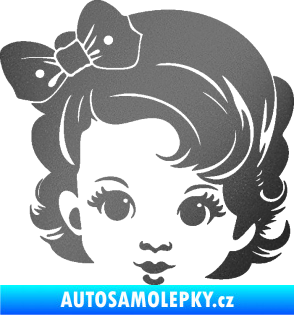Samolepka Dítě v autě 110 levá holčička s mašlí grafitová metalíza