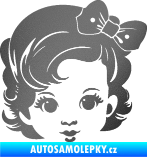 Samolepka Dítě v autě 110 pravá holčička s mašlí grafitová metalíza