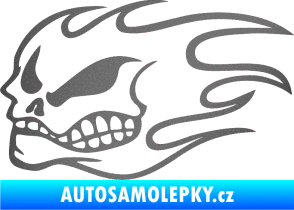 Samolepka Head - lebka - levá grafitová metalíza