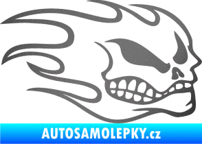 Samolepka Head - lebka- pravá grafitová metalíza