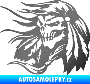 Samolepka Indián 007 levá lebka náčelník grafitová metalíza