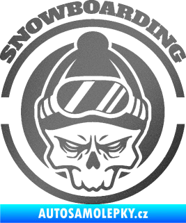 Samolepka Lebka snowboarding grafitová metalíza