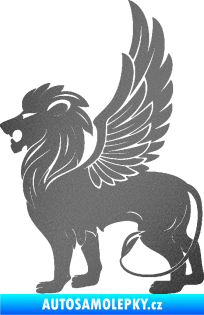 Samolepka Okřídlený lev 001 levá mytické zvíře grafitová metalíza