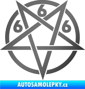 Samolepka Pentagram 666 grafitová metalíza
