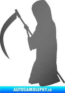 Samolepka Smrtka silueta s kosou levá grafitová metalíza