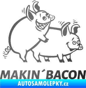 Samolepka Veselá prasátka makin bacon pravá grafitová metalíza