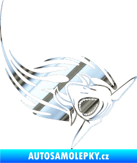 Samolepka Animal flames 046 pravá žralok chrom fólie stříbrná zrcadlová