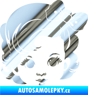 Samolepka Dítě v autě 110 pravá holčička s mašlí chrom fólie stříbrná zrcadlová