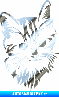 Samolepka Kočka 018 pravá chrom fólie stříbrná zrcadlová