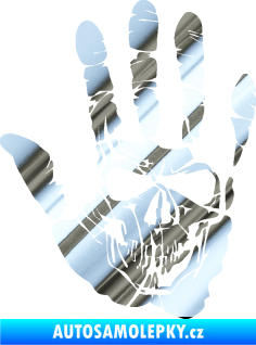 Samolepka Lebka 032 levá otisk dlaně chrom fólie stříbrná zrcadlová