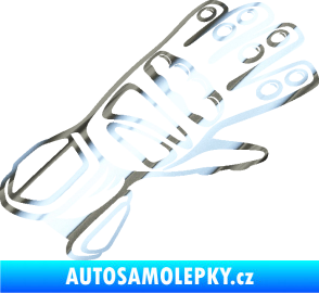 Samolepka Motorkářské rukavice 002 pravá chrom fólie stříbrná zrcadlová