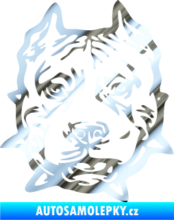 Samolepka Pitbull hlava 003 levá chrom fólie stříbrná zrcadlová