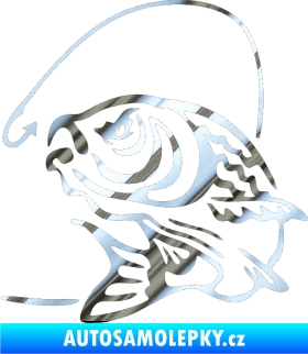 Samolepka Ryba s návnadou 002 levá chrom fólie stříbrná zrcadlová