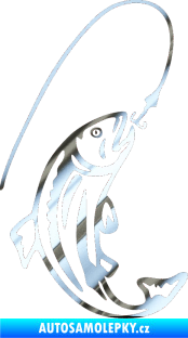 Samolepka Ryba s návnadou 003 pravá chrom fólie stříbrná zrcadlová