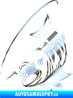 Samolepka Ryba s návnadou 006 levá chrom fólie stříbrná zrcadlová