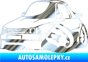 Samolepka Škoda 120 karikatura levá chrom fólie stříbrná zrcadlová