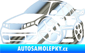 Samolepka Škoda Fabia 001 karikatura levá chrom fólie stříbrná zrcadlová