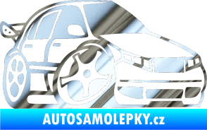 Samolepka Škoda Fabia 001 karikatura pravá chrom fólie stříbrná zrcadlová