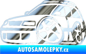 Samolepka VW Passat b6 karikatura levá chrom fólie stříbrná zrcadlová