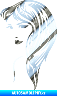 Samolepka Žena tvář 001 levá chrom fólie stříbrná zrcadlová