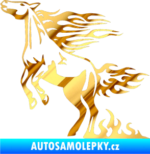 Samolepka Animal flames 001 levá kůň chrom fólie zlatá zrcadlová