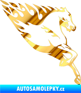 Samolepka Animal flames 002 pravá kůň chrom fólie zlatá zrcadlová