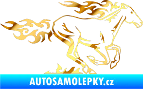 Samolepka Animal flames 004 pravá kůň chrom fólie zlatá zrcadlová