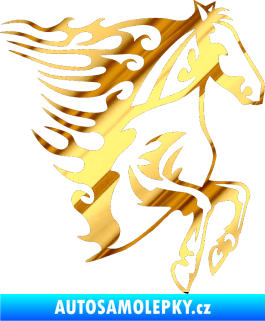 Samolepka Animal flames 005 pravá kůň chrom fólie zlatá zrcadlová