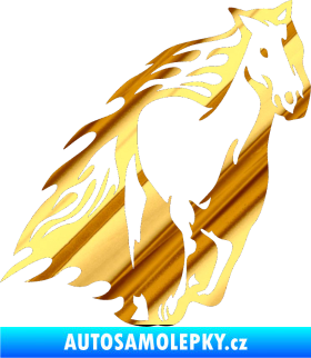 Samolepka Animal flames 006 pravá kůň chrom fólie zlatá zrcadlová