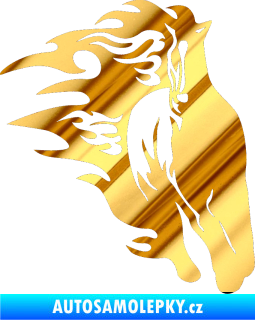 Samolepka Animal flames 007 pravá kůň chrom fólie zlatá zrcadlová