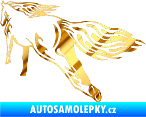 Samolepka Animal flames 009 levá kůň chrom fólie zlatá zrcadlová