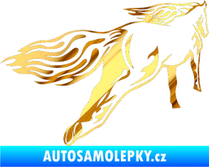 Samolepka Animal flames 009 pravá kůň chrom fólie zlatá zrcadlová