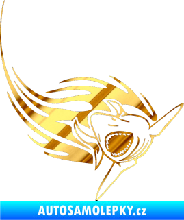 Samolepka Animal flames 046 pravá žralok chrom fólie zlatá zrcadlová