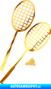 Samolepka Badminton rakety pravá chrom fólie zlatá zrcadlová