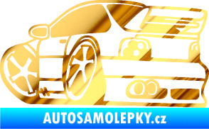 Samolepka BMW e46 karikatura levá chrom fólie zlatá zrcadlová