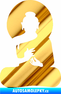 Samolepka Budha 001 silueta chrom fólie zlatá zrcadlová