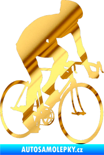 Samolepka Cyklista 001 pravá chrom fólie zlatá zrcadlová