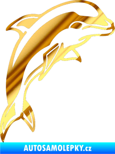 Samolepka Delfín 001 pravá chrom fólie zlatá zrcadlová