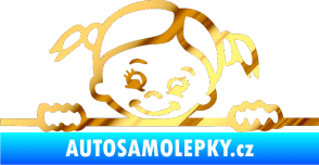 Samolepka Dítě v autě 030 levá malá slečna hlavička chrom fólie zlatá zrcadlová