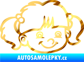 Samolepka Dítě v autě 035 pravá holka hlavička chrom fólie zlatá zrcadlová