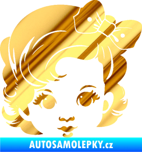Samolepka Dítě v autě 110 pravá holčička s mašlí chrom fólie zlatá zrcadlová