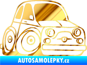 Samolepka Fiat 500 karikatura pravá chrom fólie zlatá zrcadlová