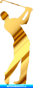 Samolepka Golfista 002 pravá chrom fólie zlatá zrcadlová