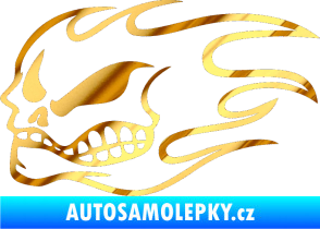 Samolepka Head - lebka - levá chrom fólie zlatá zrcadlová