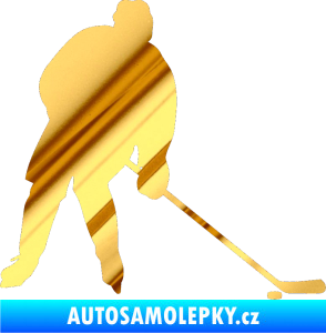 Samolepka Hokejista 005 pravá chrom fólie zlatá zrcadlová
