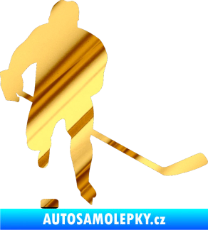 Samolepka Hokejista 008 pravá chrom fólie zlatá zrcadlová